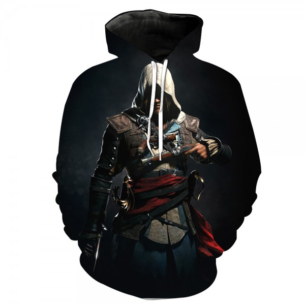 Assassin's Creed Hoodie 3D Black Pullover Sweatshirt
