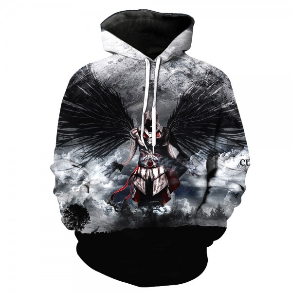 Assassin's Creed Hoodie Cool 3D Black Pullover Sweatshirt